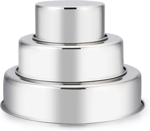 Miniatura 8 de E-far Juego de 3 moldes redondos de acero inoxidable para tartas de 6 pulgadas, no tóxicos, saludables, acabado espejo y aptos para lavavajillas
