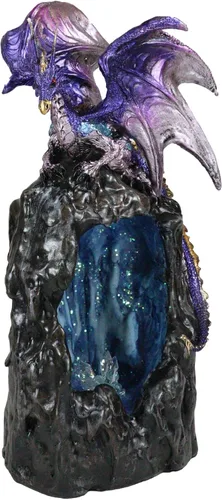 Miniatura 4 de Dragón púrpura de cuarzo azurita escalando una montaña de piedra preciosa, figura decorativa de piedra sintética, quemador de incienso de reflujo