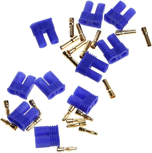 10Sets EC2 Conector de batería Adaptador RC chapado en oro 2.0MM 2MM Banana Plug Bullet Conector para RC Lipo Batería