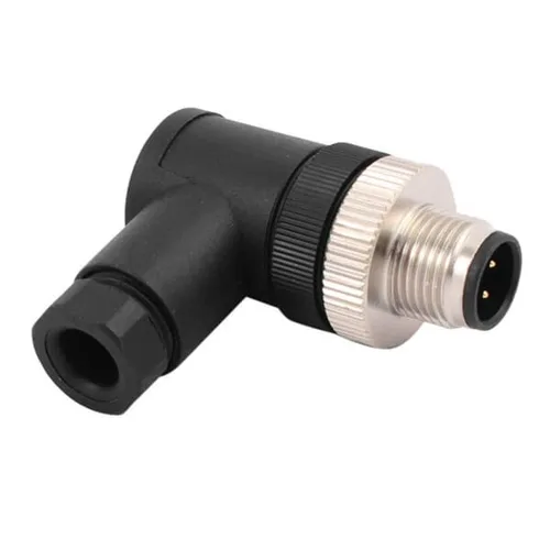 Miniatura 12 de Elecbee M12 4-Pin A-Coded Hembra Conector de la prenda impermeable IP67 de la terminación de la junta de tornillo de ángulo recto no blindado
