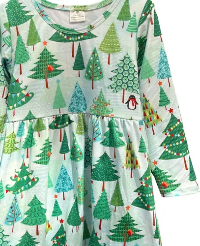 Miniatura 3 de Vestido de Navidad para niña pequeña, muñeco de nieve, árboles de Navidad, camión, a cuadros, reno, Papá Noel, vestido de invierno hasta la rodilla