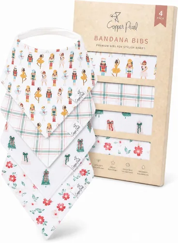 Miniatura 38 de Copper Pearl Baberos tipo bandana para bebé, paquete de 4 baberos de algodón suave para babear y dentición, absorbentes, ajuste ajustable, muchos