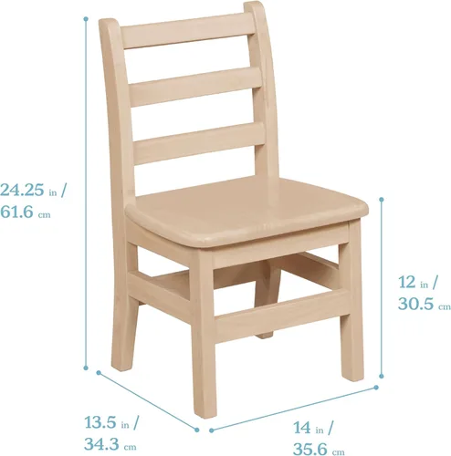 Miniatura 3 de ECR4Kids Juego de mesa y silla de madera dura de 24 x 24 pulgadas, altura de asiento de 12 pulgadas, muebles para niños, blanco antiguo, 3 piezas