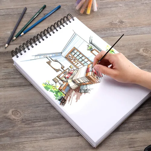 Miniatura 4 de Bachmore - Bloc de dibujo de 14 x 21.6 cm (44 lb/70 g), 100 hojas, medios mixtos, acuarela, bloc de arte acrílico para bocetos, cuaderno de tinta