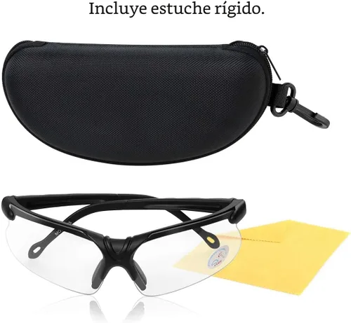 Miniatura 7 de Xaegistac Gafas de disparo con estuche Gafas de seguridad antivaho para cazadores para adultos Transparente