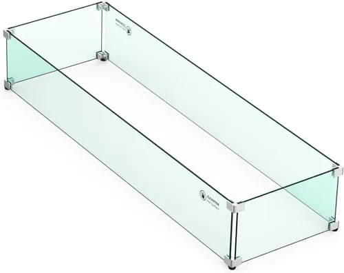 Miniatura 10 de Skyflame Protector de viento de vidrio para hoguera, 36" x 11.5" Parabrisas de vidrio templado que se ajusta a sartenes quemadoras de hoguera