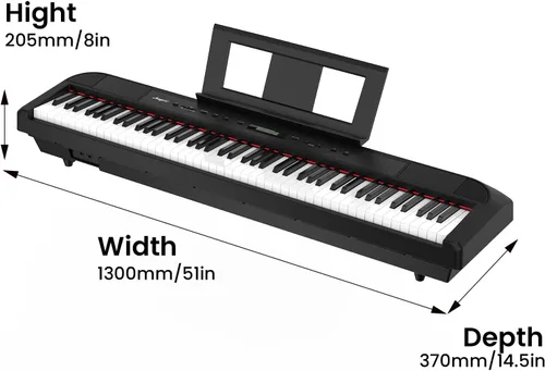 Miniatura 4 de Piano digital, piano de martillo con peso de 88 teclas, piano de teclado eléctrico portátil para principiantes/adultos con pedal de sostenimiento