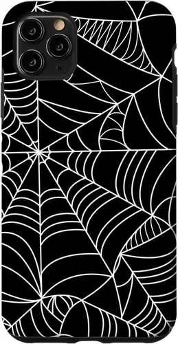 Miniatura 13 de iPhone 12 Mini Spider Web Halloween patrón espeluznante en caso negro
