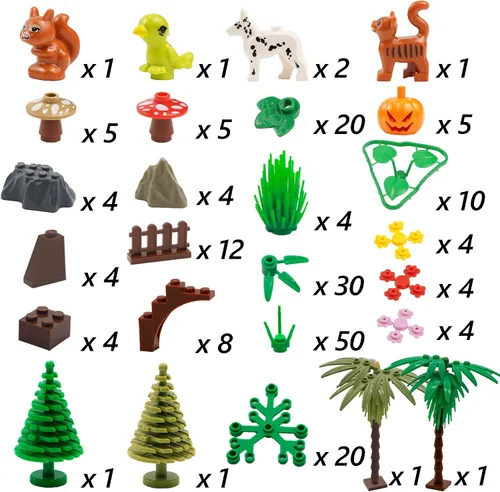 Miniatura 6 de BroTex Plantas Accesorios de Árbol Selva – Partes Botánicas Ladrillos Flor Hoja Bosque Flor Plantas Piezas Juego de Bloques de Construcción