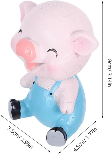 Miniatura 4 de EXCEART Adorno de cerdo con forma de cabeza de bobblehead, decoración de cerdito tembloroso para tablero de instrumentos de automóvil, escritorio