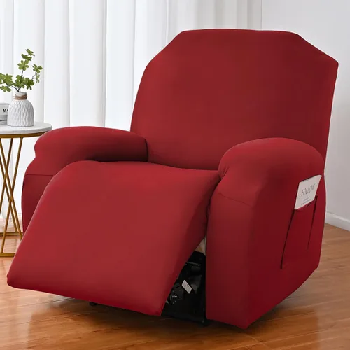 Miniatura 33 de vctops Fundas para sofá reclinable de 3 cuerpos, de punto, elásticas, suaves, lisas, antideslizantes, para sofá, protector de muebles con parte