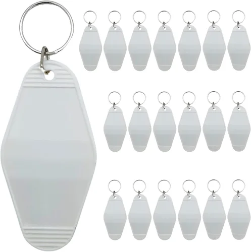 Miniatura 11 de 20 llaveros de hotel en blanco, llaveros vintage para bricolaje, llaveros en blanco para vinilo plástico transferencia de calor llavero
