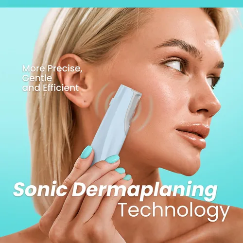 Miniatura 2 de Herramienta de Dermaplaning Sónica para el Rostro - Rasuradora Dermaplane Recargable con 6 Cuchillas de Repuesto Dermablades, Removedor de Vello