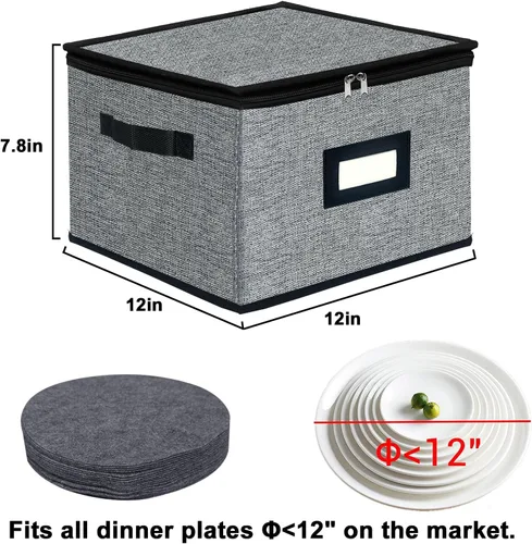 Miniatura 3 de homyfort Contenedores de Almacenamiento de Porcelana - Almacenamiento de Platos de Cena con Tapa, Asas, Protectores de Vajilla de Carcasa Dura