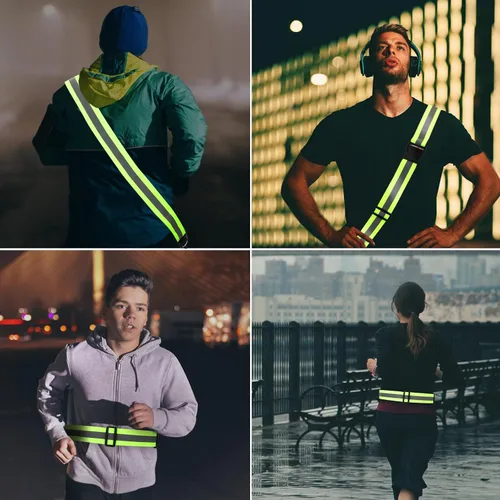 Miniatura 7 de PEUTIER Equipo de correr reflectante, correa reflectante para el hombro con banda de brazo para correr, bandas reflectoras nocturnas de alta