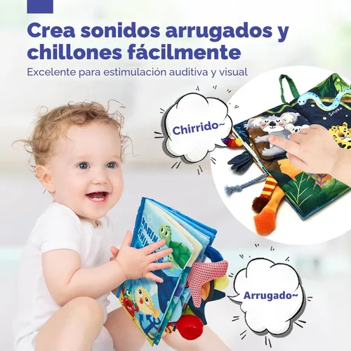 Miniatura 5 de hahaland Juguetes para bebés de 0 a 6 meses, libros arrugados para bebés, paquete de 2, tela suave, sensación al tacto, libro para bebés de 6 a 12