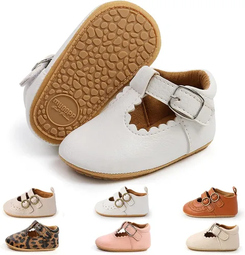 Zapatos planos Mary Jane para bebés y niñas con Bownot, suela suave, suela suave, piel sintética, recién nacidos, primeros pasos, para fiesta de