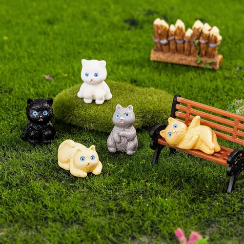 Miniatura 6 de 20 piezas de mini resina de gato diminuto animal miniatura figuras para bricolaje jardín casa de muñecas animales accesorios micro paisaje acuario