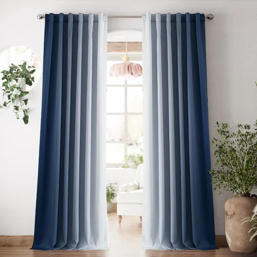 Miniatura 13 de Vangao Cortinas bohemias 100% opacas de 63 pulgadas de largo, para dormitorio, sala de estar, estampado geométrico, oscurecimiento de la habitación
