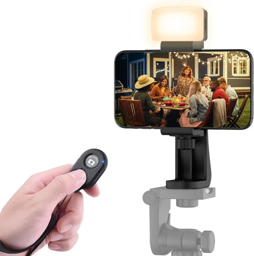 Miniatura 9 de Adaptador universal de trípode para teléfono con control remoto de cámara inalámbrico, soporte para teléfono celular con abrazadera ajustable