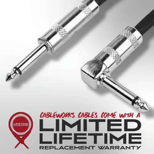 Miniatura 6 de Cableworks de Gator Cases Serie Backline, Cable de Instrumento de Guitarra de 5 Pies, Recto a Ángulo Recto (GCWB-INS-05RA)