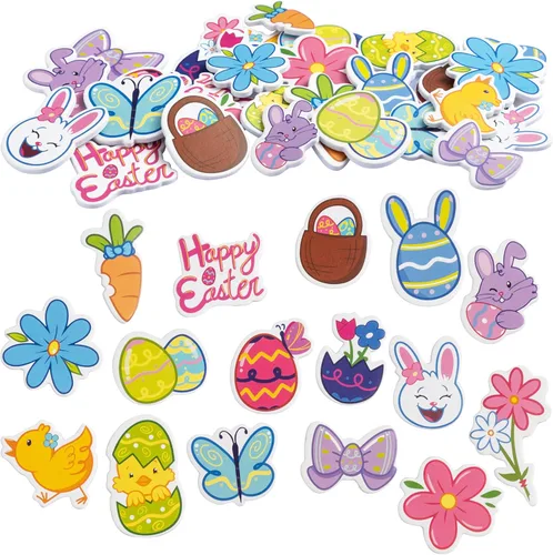 Miniatura 4 de JOYIN 686 piezas de kits de manualidades de Pascua con calcomanías surtidas, calcomanías de espuma, sellos y tatuajes temporales para recuerdos