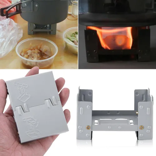 Miniatura 8 de Estufa de camping plegable portátil para cocinar al aire libre, ligera de bolsillo y tableta de combustible, ideal para senderismo, picnic, barbacoa