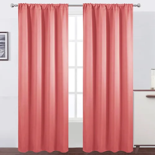 Miniatura 56 de LEMOMO Cortinas opacas negras para cocina, 42 x 45 pulgadas, juego de 2 paneles de cortinas opacas con bolsillo para cortinero para ventana pequeña
