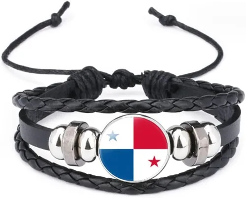 Miniatura 82 de vmcoatdu Mundial Muchas Banderas Nacionales Brazalete Retro de Aleación de Cuero para Pulsera de Cuerda Trenzada de Bandera Nacional
