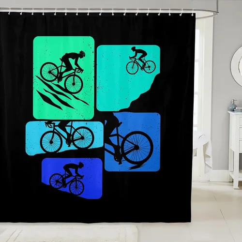 Miniatura 11 de Cortina de ducha verde naranja quemado, cortina de ducha de tela floral bohemia bohemia bohemia para niños y mujeres, cortinas de baño impermeables