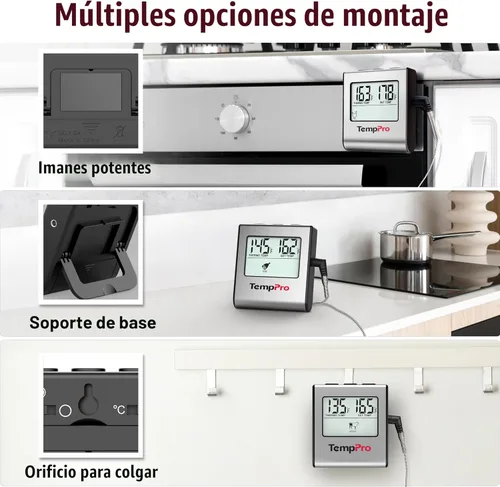 Miniatura 6 de Cocina digital LCD ThermoPro TP16 grande de cocción, comida, carne, termómetro para horno para barbacoa parrilla fumador temporizador de reloj