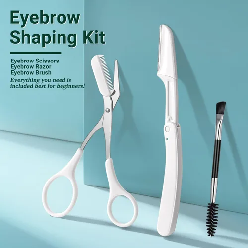 Miniatura 5 de TsMADDTs Pinzas para mujeres, kit de cejas 8 en 1 con pinzas, recortadora, tijera, navaja, cepillo con bolsa de viaje, kit para dar forma a las cejas