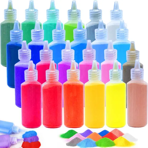 Guuozzli 24 piezas de arena artística, botellas de arena de colores de 1.24 oz, kit de arte y manualidades de arena, arena decorativa para niños,
