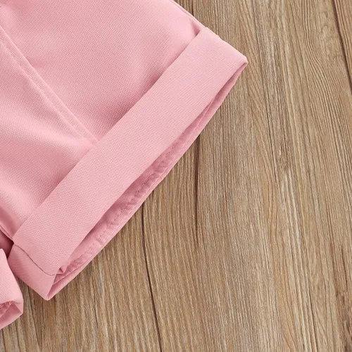 Miniatura 151 de TheFound Trajes de verano para niñas pequeñas, sin mangas, de punto acanalado, halter, pantalones cortos, ropa para recién nacidos, conjunto de 3