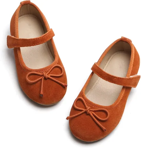 Otter MOMO Zapatos planos de bailarina para niña con lazo decorativo ideales para llevar con vestido y combinan bien con flores para escuela fiestas