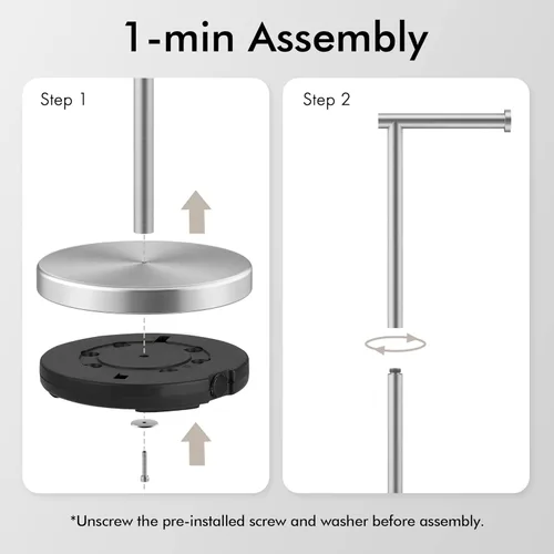 Miniatura 7 de KES Soporte de papel higiénico de 26 pulgadas de alto (versión más grande), soporte de rollo de papel higiénico independiente con base pesada
