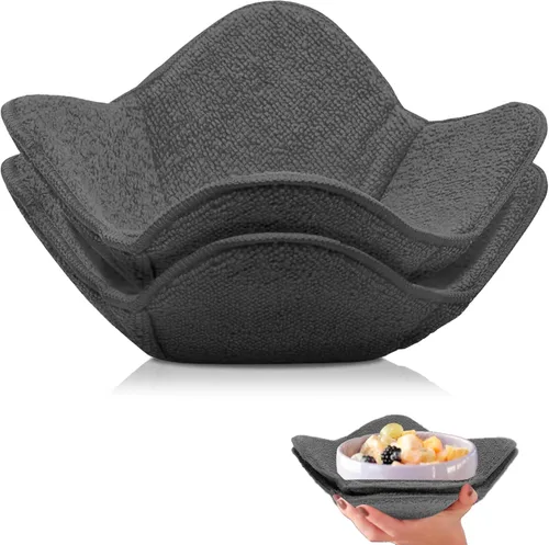Miniatura 7 de Juego de 2 almohadillas calientes rojas para microondas, soportes para ollas, acogedores para alimentos, Ooma, ramen o tazón de sopa acogedor