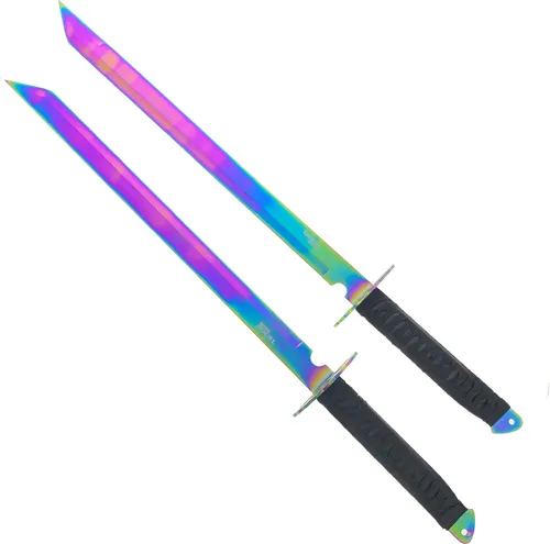 Miniatura 9 de Machete de cuchillas fijas gemelas de 26 pulgadas. 2 piezas de Katana táctica, espadas. para colección, regalos y cuerdas de corte de campamento al