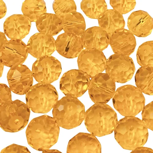 Miniatura 22 de 50 piezas de cuentas de cristal facetadas de 10 mm con orificio para pulseras, collares, aretes, joyería DIY, manualidades (Amarillo Dorado)