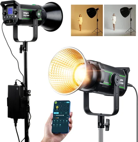 200W 22000LM Bi-Color Bowens Montaje LED Fotografía Iluminación, 79000lux@3.3 ft APP Control Película Iluminación 2800K-6800K Proyector de estudio