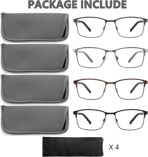 Miniatura 5 de 4 unidades de lentes de lectura para hombres, con bloqueo de luz azul, para lectores de computadora, anti rayos UV/fatiga ocular/reflejos, gafas