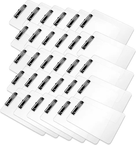 Miniatura 2 de Juego de 30 portapapeles de plástico, tablero acrílico transparente A4 de 8.5 x 11 pulgadas para aula, estudiantes, tamaño carta transparente de 9 x