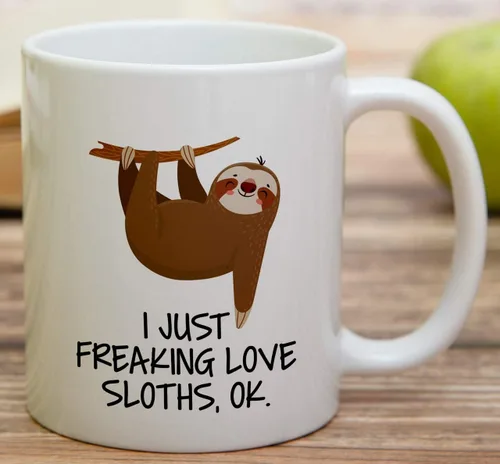 Miniatura 3 de Retreez Taza divertida – I Just Freaking Love Sloths - Tazas de café de cerámica de 11 onzas – Divertido, sarcasmo, sarcástico, motivacional