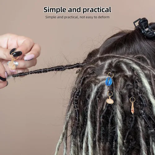 Miniatura 3 de HEALLILY Beavorty - 13 piezas de anillos para el cabello, colgantes de joyería con concha de océano, accesorios para el cabello, puños