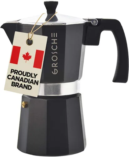 GROSCHE Milano Cafetera Moka para Preparar Espresso en la Estufa, 9 Tazas de Café, 15.2 oz, Negro. Cafetera Cubana para Preparar Café en la Estufa,