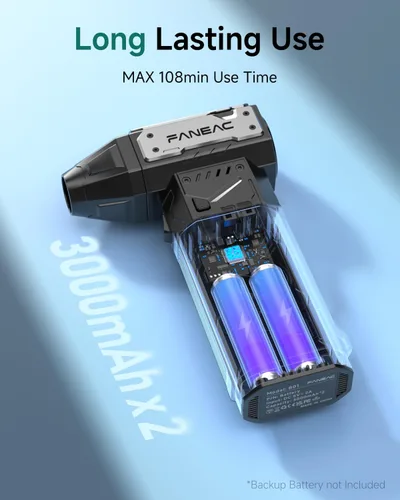 Miniatura 6 de Plumero de aire eléctrico – Paquete de 2 baterías intercambiables, soplador de aire comprimido de 150,000 RPM, plumero de aire inalámbrico de 3