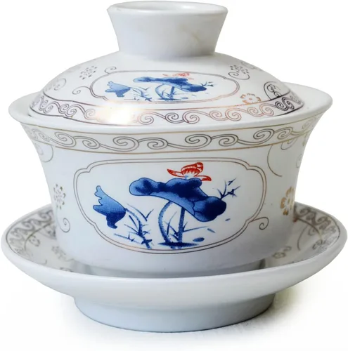 Miniatura 2 de GDLK Gaiwan Teacups Taza de té china Sopera Éxito Sancai Cover Bowl Gongfu Juego de té (loto)