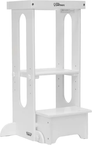 Miniatura 10 de Little Partners Torre Plegable para Niños Pequeños, Torre de Aprendizaje Explore 'N Store Montessori Torre de Cocina de Pie con Plataforma de Blanco