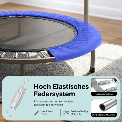 Miniatura 4 de SereneLife 40" Foldable Mini Trampoline for Adults - Compact Fitness Rebounder with Adjustable Foam Handle, Exercise Trampoline with Max Load