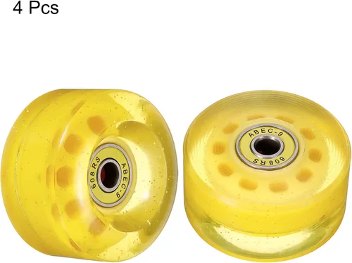 Miniatura 3 de PATIKIL Roller Skate Wheels with Bearings, Quad Skate Replacement for Double Row Skate Skateboards Indoor or Outdoor Amarillo Brillo